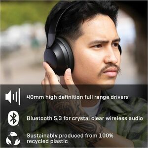 LINDY Wireless Over-the-head, Over-the-ear Stereo Headset - Black - Siri - Binaural - Circumaural - Bluetooth - 20 Hz to 2