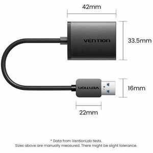 Vention CLP 2 Slot(s) Flash Reader - USB 3.0 Type A - External - 1.95 TB Flash Drive - 5 GB/s - SD, microSDHC, SDHC, SDXC