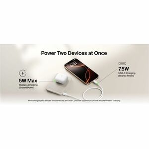 Belkin BoostCharge Power Bank - For Earbud, iPhone - 5000 mAh - 15 W - USB Type-C Connector - 1 x USB - Lightweight, Slim,