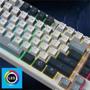 MSI FORGE GK600 TKL WIRELESS SKY Gaming Keyboard - Wired/Wireless Connectivity - Bluetooth/RF - Tenkeyless - 2.40 GHz - US