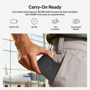 Belkin BoostCharge Power Bank - Black - For Smartphone, iPhone - 10000 mAh - 20 W - USB Type-C Connector - 2 x USB - Magne