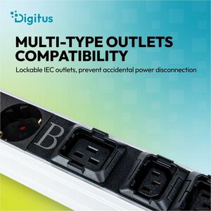 Digitus PDU - Basis - 24 x IEC 60320 C13, 2 x IEC 60320 C19 - 32 A - 230 V AC Eingang - Überlastungsschutz - 0U - 3 m Kabe