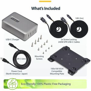 4-Port Multi-Device USB-C Charger 240W Total Single Port 140W EPR PD 3.1