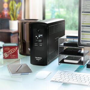 CyberPower CP1000AVRLCD Intelligent LCD UPS Systems - 1000VA/600W, 120 VAC, NEMA 5-15P, Mini-Tower, 9 Outlets, LCD, PowerP