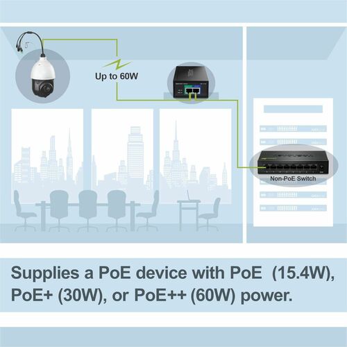 Injecteur POE TRENDnet TPE-117GI - Conforme aux normes TAA - 120 V AC, 230 V AC Entrée - 1,38 A Sortie - 1 x Gigabit Ether