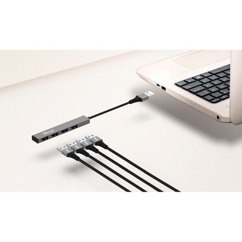 Trust Halyx USB Hub - USB 2.0 Type A - External - Aluminium - 4 Total USB Port(s) - 4 USB 2.0 Port(s) - Mac, PC, ChromeOS