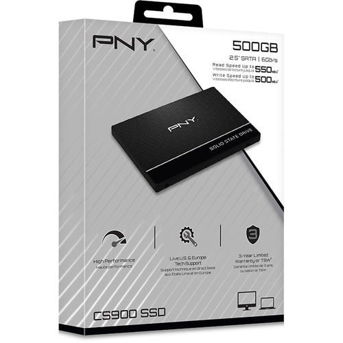 SSD PNY CS900 - 2.5" Interne - 500 Go - SATA (SATA/600) - MAC Appareil compatible - 550 Mo/s Taux de transfer maximale en 