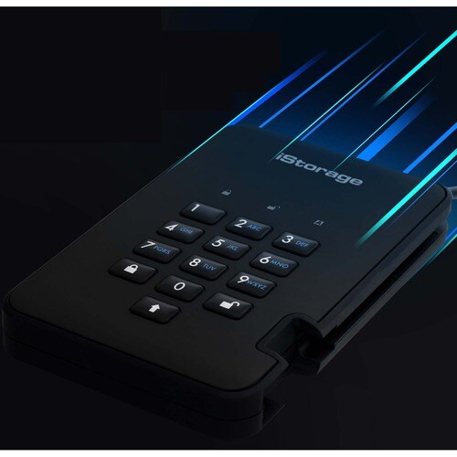 SSD iStorage diskAshur2 - Externe - 2 To - Noir fantôme - Conforme aux normes TAA - USB 3.1 - 256-bit AES Norme de cryptage