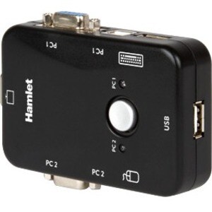 Hamlet KVM Switch per 2 PC + 3 Porte USB + VGA. Consente di condividere due PC o Notebook con un unica tastiera e mouse US