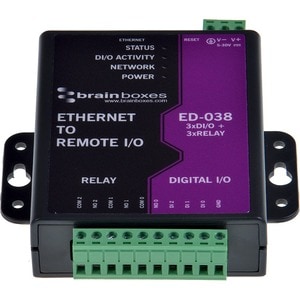 Brainboxes - ED-038 Ethernet to Digital I/O Relay 3 INPUT 3 RELAY 1 & ETHERNET PORT