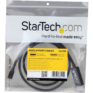 StarTech.com 3ft (1m) Mini DisplayPort to HDMI Cable, 4K 30Hz Video, Mini DP to HDMI Adapter/Converter Cable, mDP to HDMI 