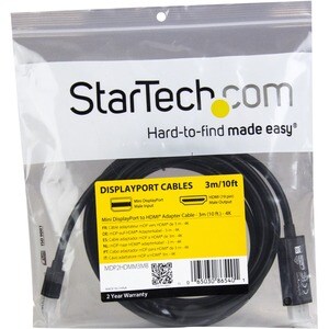 StarTech.com Mini DisplayPort to HDMI Adapter cable - mDP to HDMI Adapter with Built-in Cable - Black - 3 m (10 ft.) - Ult