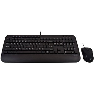 V7 CKU300USFull Size USB Keyboard with Palm Rest and Ambidextrous Mouse Combo - Full Size USB Keyboard with Palm Rest and 