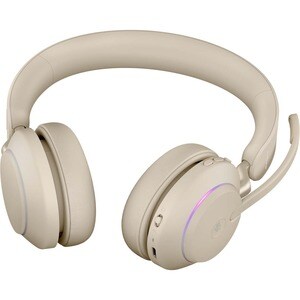 Jabra Evolve2 65 Wireless Over-the-head Stereo Headset - Beige - Binaural - Supra-aural - Bluetooth - USB Type C