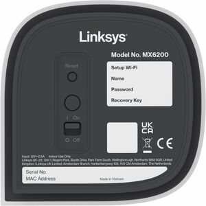 Linksys Velop Pro 6E MX6201 Wi-Fi 6E IEEE 802.11ax Ethernet Wireless Router - Tri Band - 2.40 GHz ISM Band - 6 GHz UNII Ba