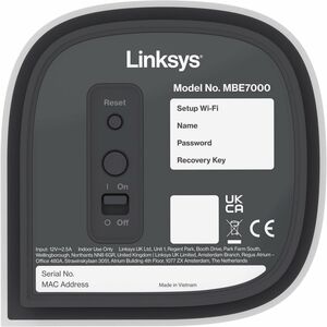 Linksys Velop Pro 7 MBE7003 Wi-Fi 7 IEEE 802.11be Ethernet Wireless Router - Tri Band - 2.40 GHz ISM Band - 6 GHz UNII Ban