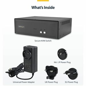 StarTech Secure 2-Port Dual-Monitor KVM Switch, DisplayPort, 4K 60Hz, NIAP 4.0 Desktop KVM, CAC, Metal Housing, Made in th