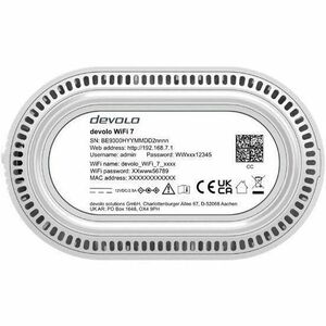 devolo Wi-Fi 7 IEEE 802.11 a/b/g/n/ac/ax/be Ethernet Wireless Router - Dual Band - 2.40 GHz ISM Band - 6 GHz UNII Band - 8
