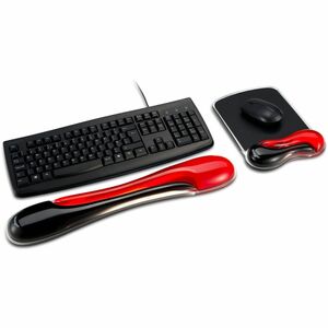 Kensington Duo Gel Wave Keyboard Wrist Rest - 479.4 mm Width x 88.9 mm Depth - Red, Black - Gel - Slip Resistant - 1 Each