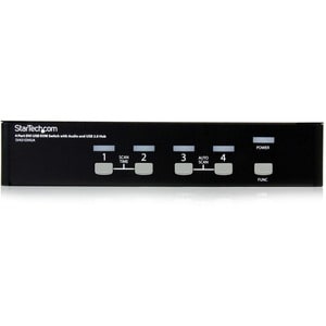 StarTech 4 Port DVI + USB KVM Switch with Audio, KVM switch, USB 2.0 Hub, 2 ports, 1 local user, 1U, TAA - Share keyboard,