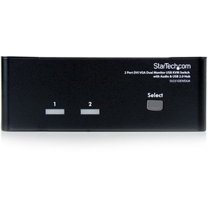 StarTech.com 2 Port DVI VGA Dual Monitor KVM Switch USB with Audio & USB 2.0 Hub - Share a keyboard and mouse as well as 1