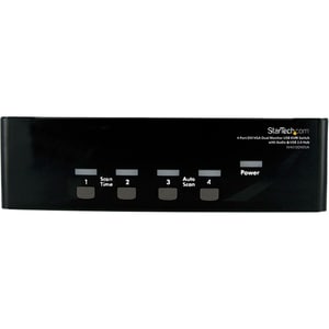 StarTech.com 4 Port DVI VGA Dual Monitor KVM Switch USB with Audio and USB 2.0 Hub - 4 Computer(s) - 1 Local User(s) - SVG