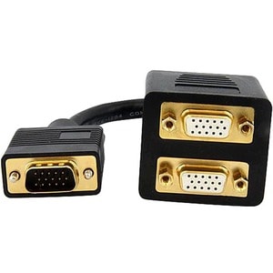 StarTech.com 1 ft VGA to 2x VGA Video Splitter Cable - M/F - First End: 1 x 15-pin HD-15 - Male - Second End: 2 x 15-pin H