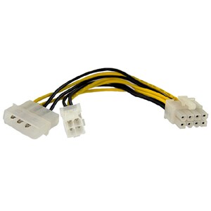 StarTech.com Adaptateur d'alimentation EPS 15 cm 4 broches vers 8 broches avec LP4 - F/M - Pour Carte mère - ATX / EPS, LP