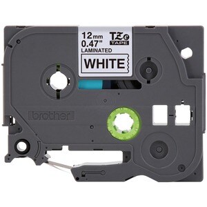 P-touch TZe Laminated Tape Cartridge - 11.94 mm Width - Rectangle - White - Water Resistant - Grease Resistant, Grime Resi