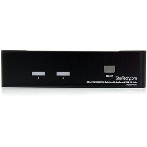 StarTech.com 2 Port DVI + USB KVM Switch with Audio - KVM switch - USB 2.0 Hub - 2 ports - 1 local user - 1U - 2 Computer(