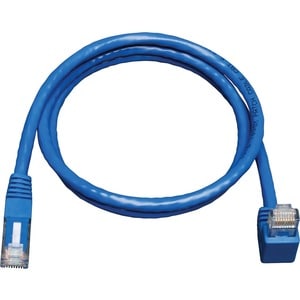 Tripp Lite 10ft Cat6 Gigabit Molded Patch Cable RJ45 Right Angle Down to Straight M/M Blue 10' - Category 6 for Network De