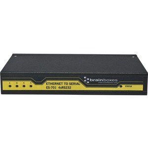 Brainboxes 4 Port RS232 Ethernet to Serial Adapter - Wall-mountable, DIN Rail Mountable - TAA Compliant