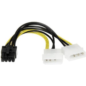 StarTech.com 6in LP4 to 8 Pin PCI Express Video Card Power Cable Adapter - Convert a Standard LP4 Power Supply Connector t