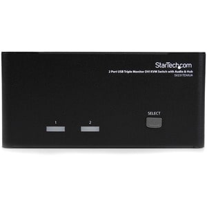StarTech.com 2 Port Triple Monitor DVI USB KVM Switch with Audio & USB 2.0 Hub - 2 Port - Rack-mountable