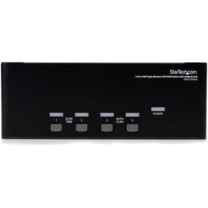 StarTech.com 4 Port Triple Monitor DVI USB KVM Switch with Audio & USB 2.0 Hub - 4 Port - Rack-mountable