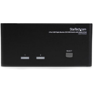 StarTech.com 2 Port Triple Monitor DVI USB KVM Switch with Audio & USB 2.0 Hub - Multi Monitor KVM - Dual Port KVM Switch 