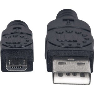Manhattan Cable USB V2 A-Micro B, Bolsa PVC 0.5M Negro - Cable for Portátil, Computadora de escritorio - 480Mbit/s - Apant