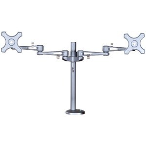 Newstar Full Motion Dual Desk Mount (grommet) for two 10-27" Monitor Screens, Height Adjustable - Silver - Height Adjustab