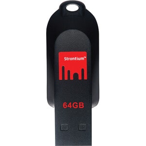 Strontium 64GB Pollex USB 2.0 Flash Drive - 64 GB - USB 2.0 - 25 MB/s Read Speed - 5 MB/s Write Speed - Black, Red - 5 Yea