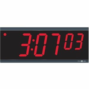 Pyramid 4in x 6 Digit Red LED Digital Wall Clock - Digital - LED - Black Case - Acrylonitrile Butadiene Styrene (ABS), Pol