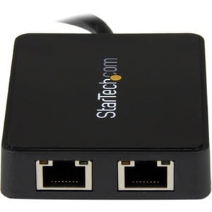 StarTech.com USB 3.0 to Dual Port Gigabit Ethernet Adapter NIC w/ USB Port - USB 3 Gigabit LAN Network Adapter - 10/100/10