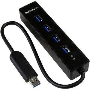StarTech.com 4 Port Portable SuperSpeed USB 3.0 Hub with Built-in Cable - 5Gbps - Add four external USB 3.0 ports to your 