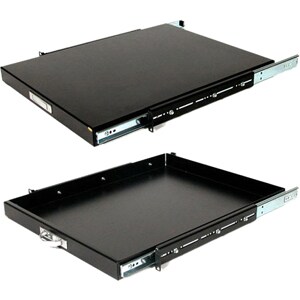 StarTech.com Black Deep Sliding Server Shelf - Cold-rolled Steel (CRS) - 25 kg Static/Stationary Weight Capacity
