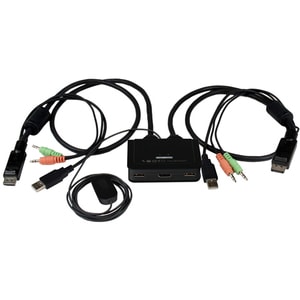 StarTech.com 2 Port USB HDMI Cable KVM Switch with Audio and Remote Switch - USB Powered - Control two HDMI®, USB equipped