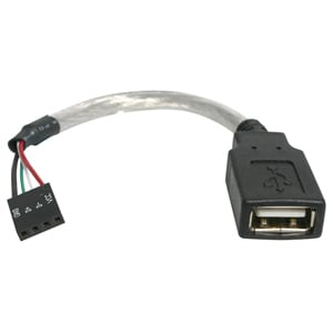 StarTech.com Cable de 15cm Adaptador Extensor USB 2.0 a IDC 4 pines - Conector a Placa Madre - Hembra a Hembra - Negro Gri
