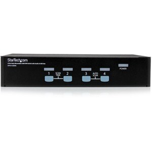 StarTech.com Switch Conmutador KVM de 4 Puertos VGA con Audio y Hub USB 2.0 - Montaje en Rack - 4 Computador(es) - 1 Usuar