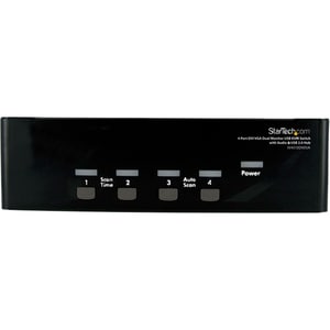 StarTech.com Conmutador Switch KVM para 4 Computadoras y 2 Pantallas DVI VGA Audio Puertos USB - 1920x1440 - 4 Computador(