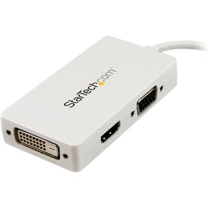 StarTech.com Travel A/V Adapter: 3-in-1 Mini DisplayPort to VGA DVI or HDMI Converter - White - Connect a Mini DisplayPort