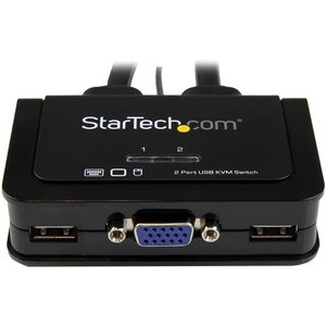 StarTech.com 2 Port USB VGA Cable KVM Switch - USB Powered with Remote Switch - KVM with VGA - Dual Port VGA KVM Switch - 