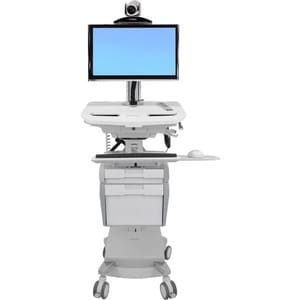 Ergotron StyleView Medical Trolley - Push Handle Handle - 17.69 kg Capacity - 4 Casters - Aluminium - White, Grey - United